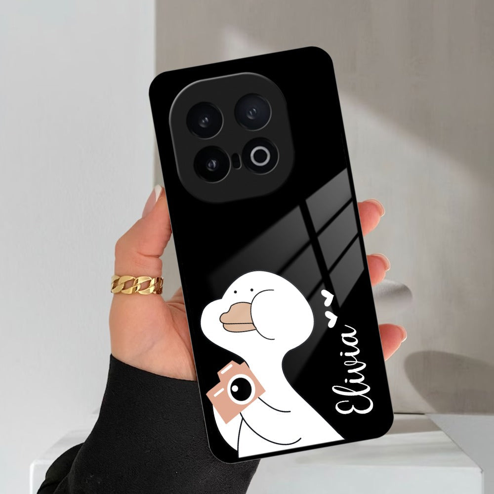 White Duck Glass Case Cover For iQOO