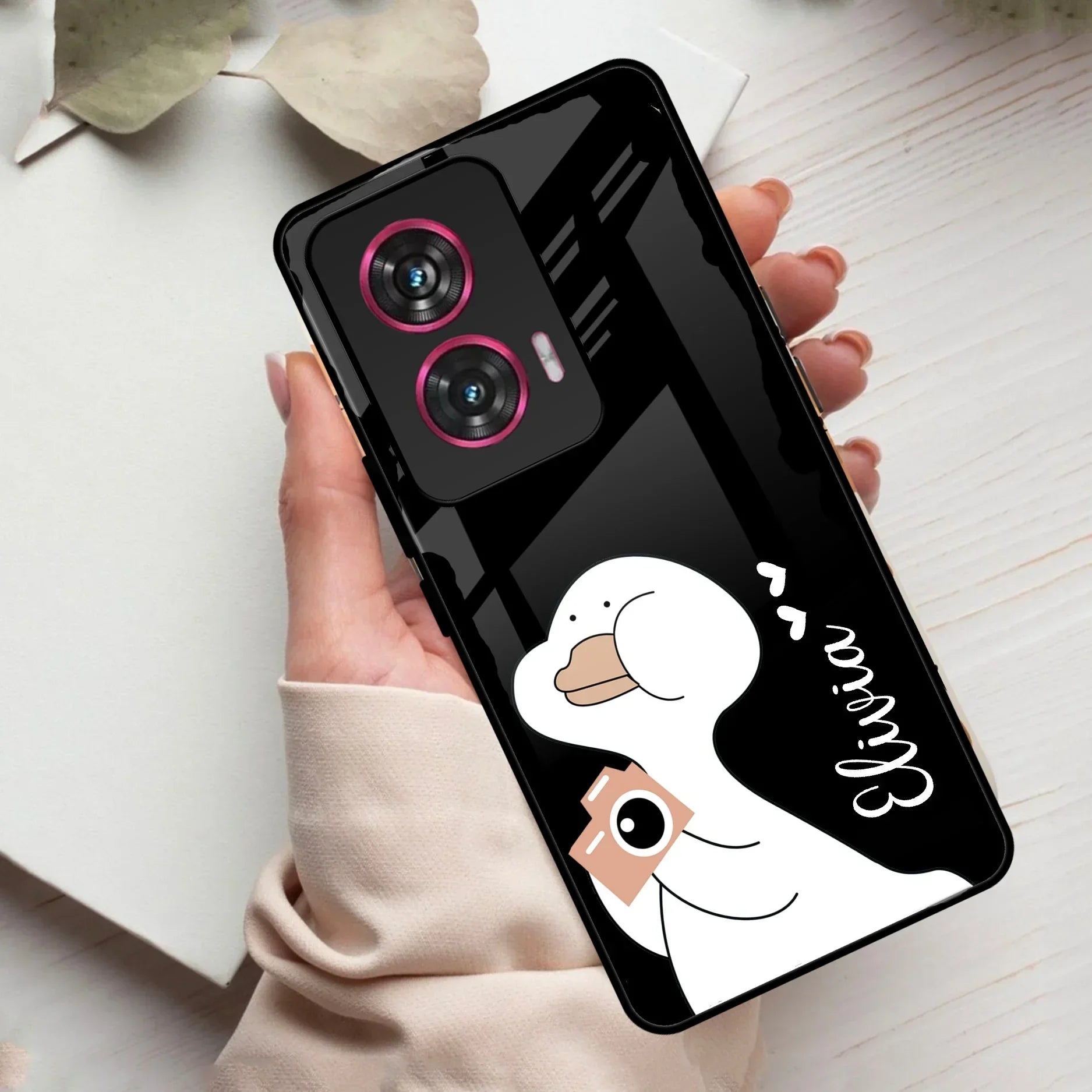 White Duck Glass Case Cover For Motorola - ShopOnCliQ