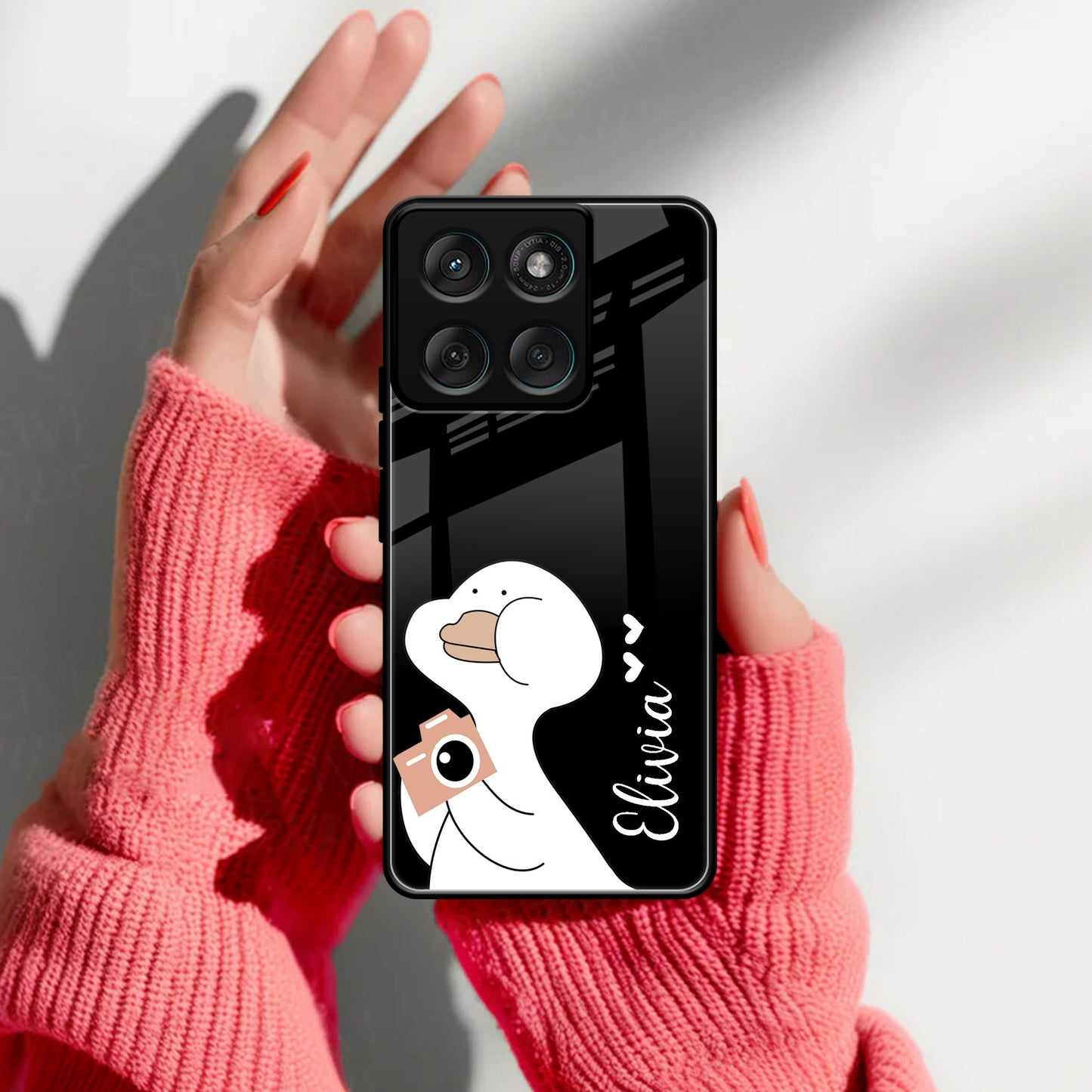 White Duck  Glass Case Cover For Motorola