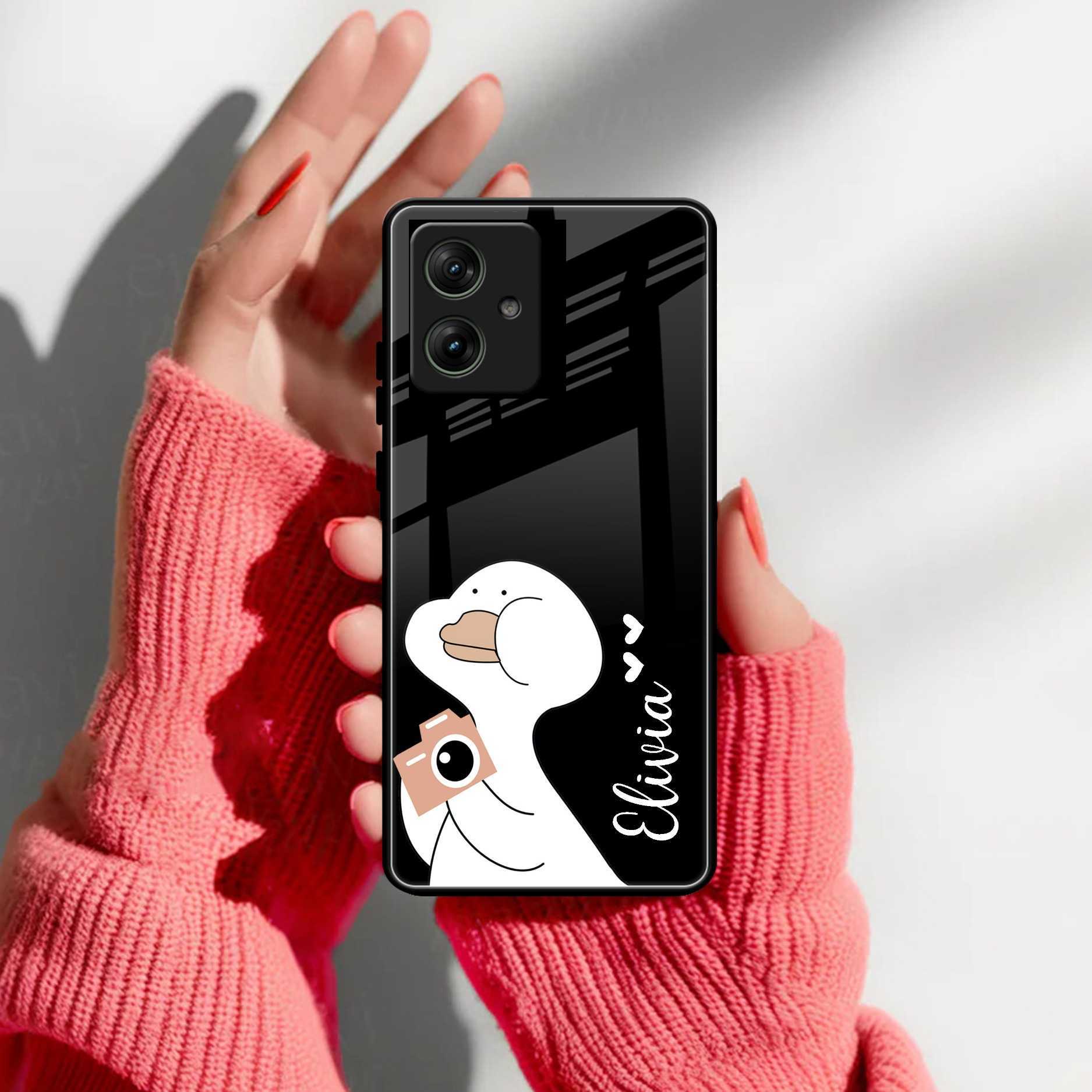 White Duck  Glass Case Cover For Motorola