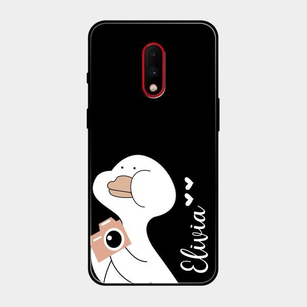 White Duck Glass Case Cover For Oneplus 7