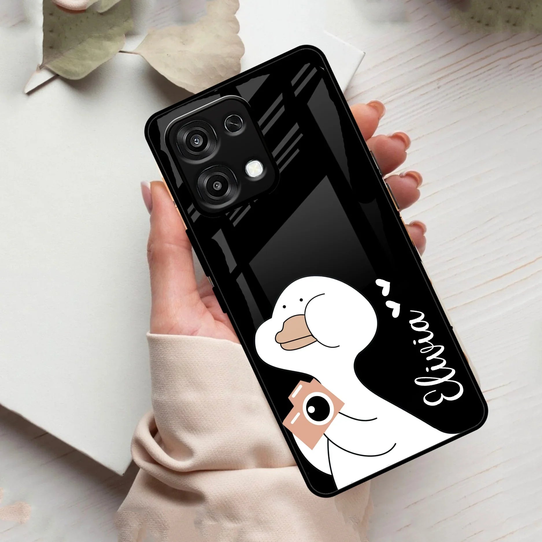 White Duck Glass Case Cover For Oppo