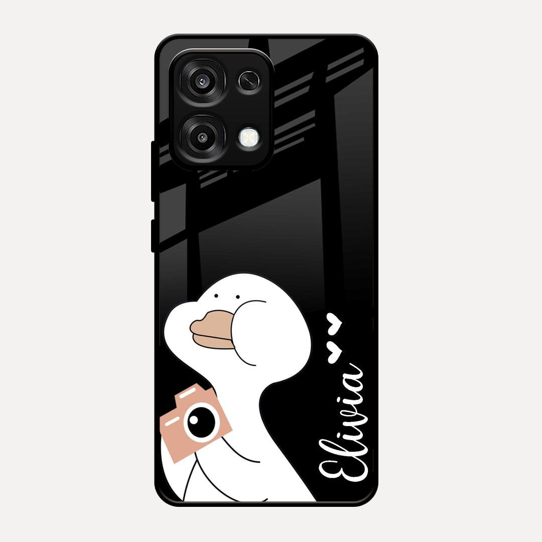 White Duck Glass Case Cover For Oppo F31 5G