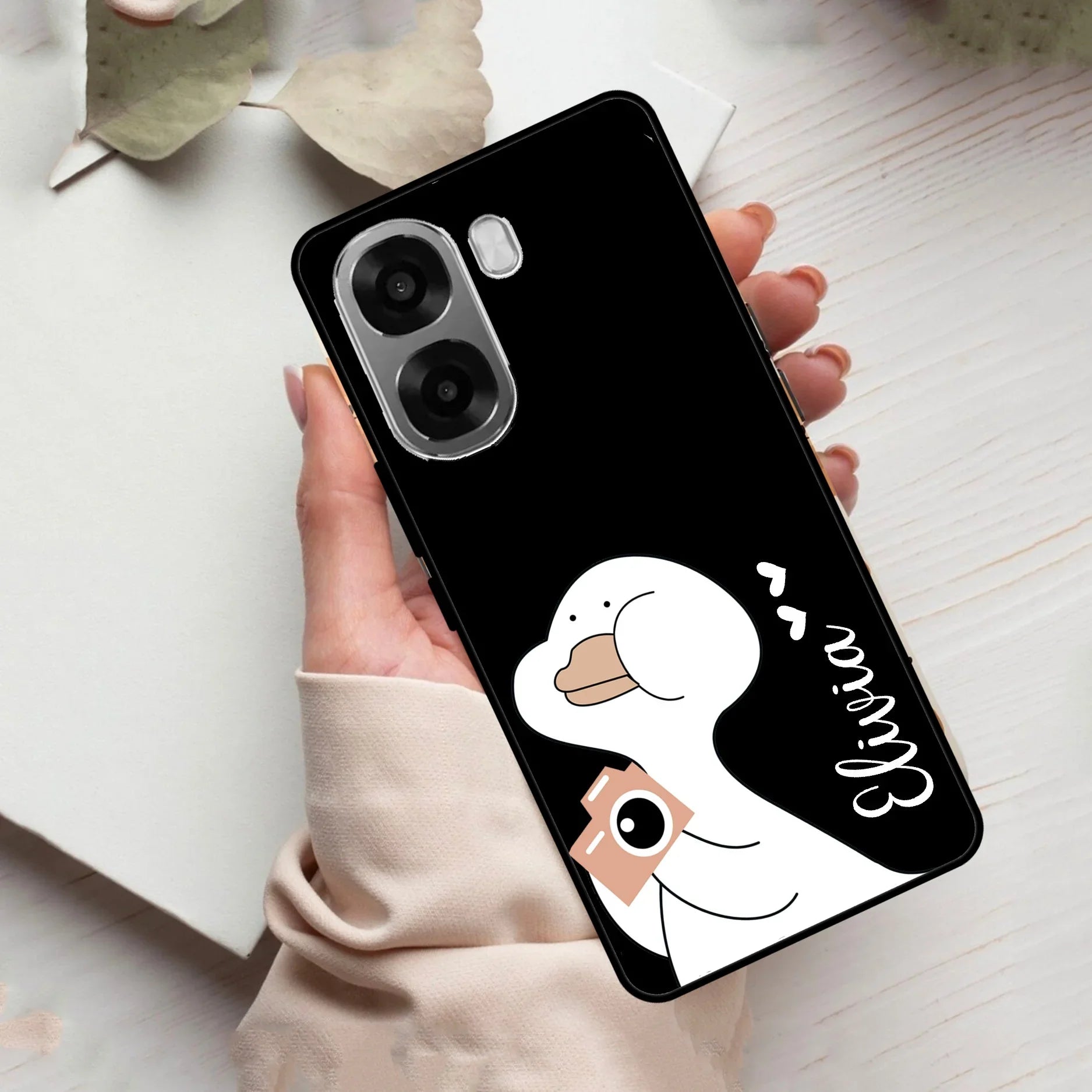 White Duck Glass Case Cover For Oppo