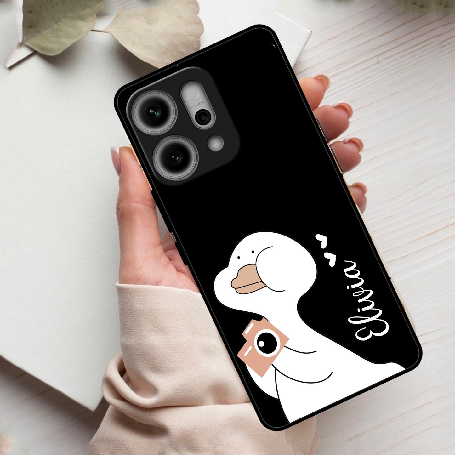 White Duck Glass Case Cover For Oppo