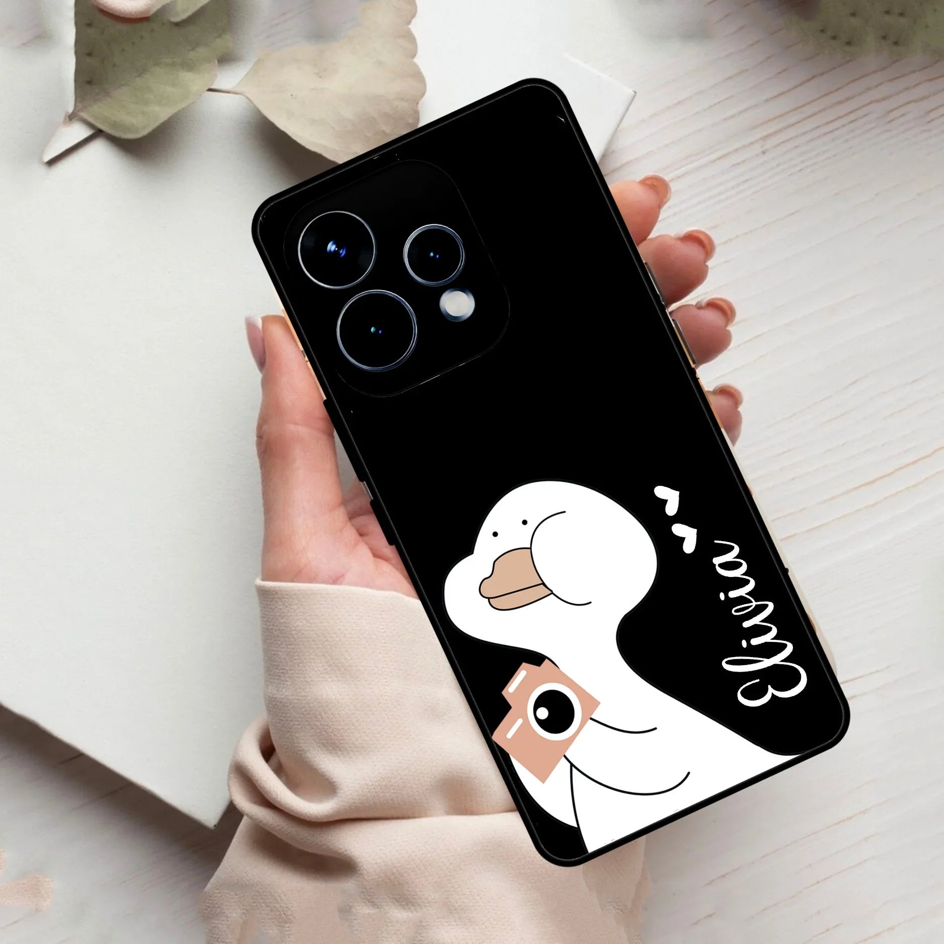 White Duck Glass Case Cover For Oppo