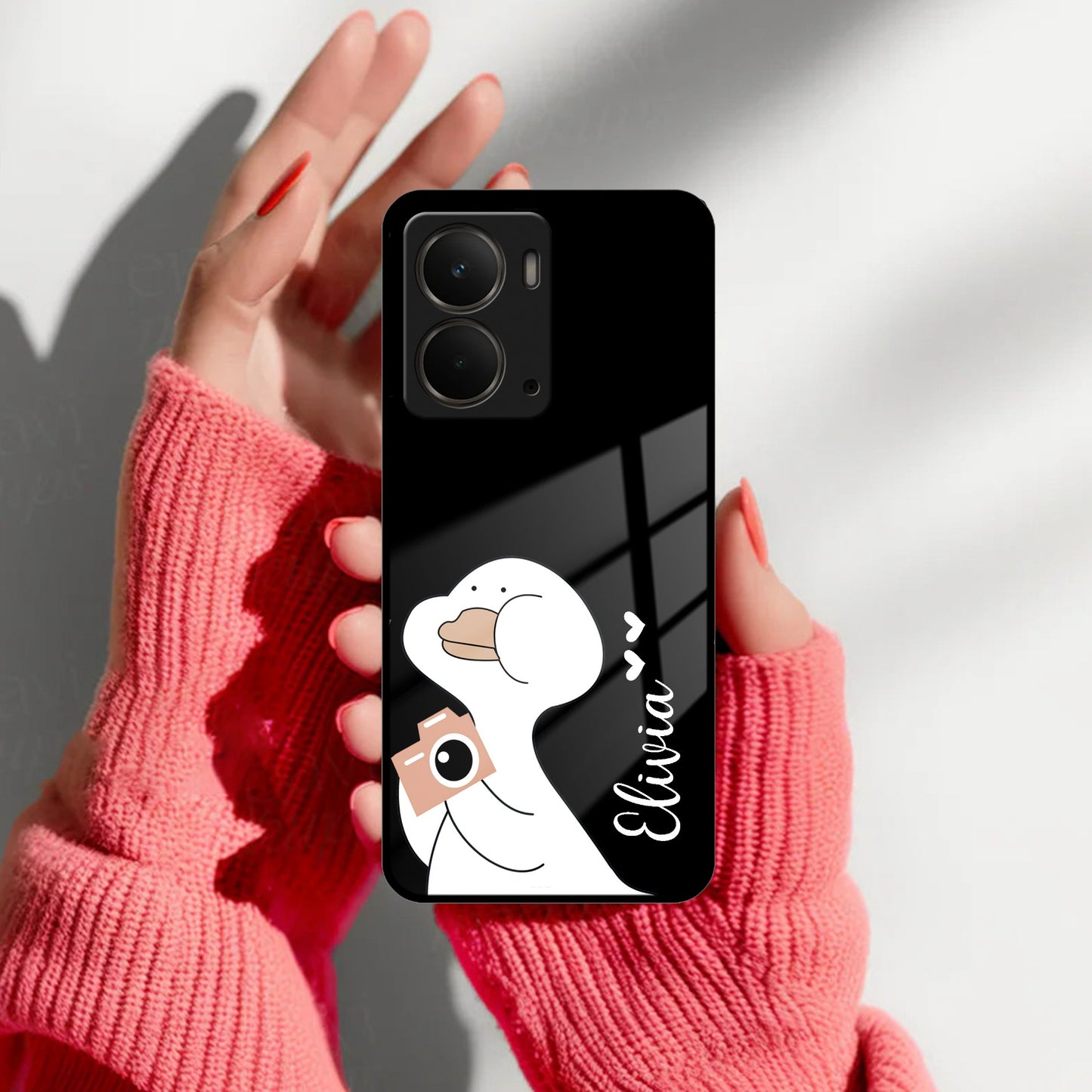 White Duck Glass Case Cover For Realme/Narzo