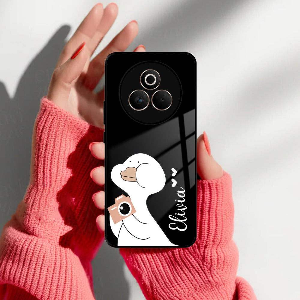 White Duck Glass Case Cover For Realme/Narzo