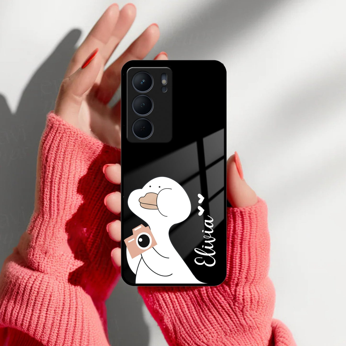 White Duck Glass Case Cover For Realme/Narzo