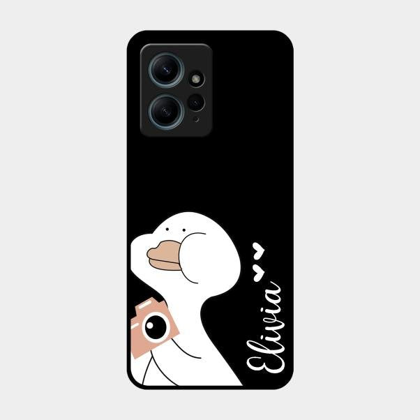 White Duck Glass Case Cover For Redmi Note 12 4G