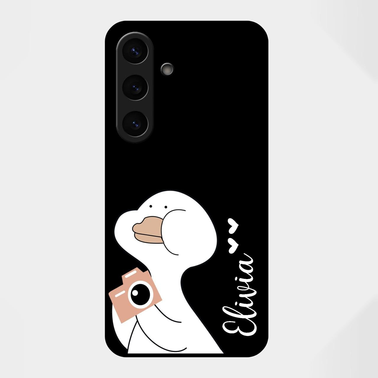 White Duck Glass Case Cover For Samsung Galaxy S25 FE 5G