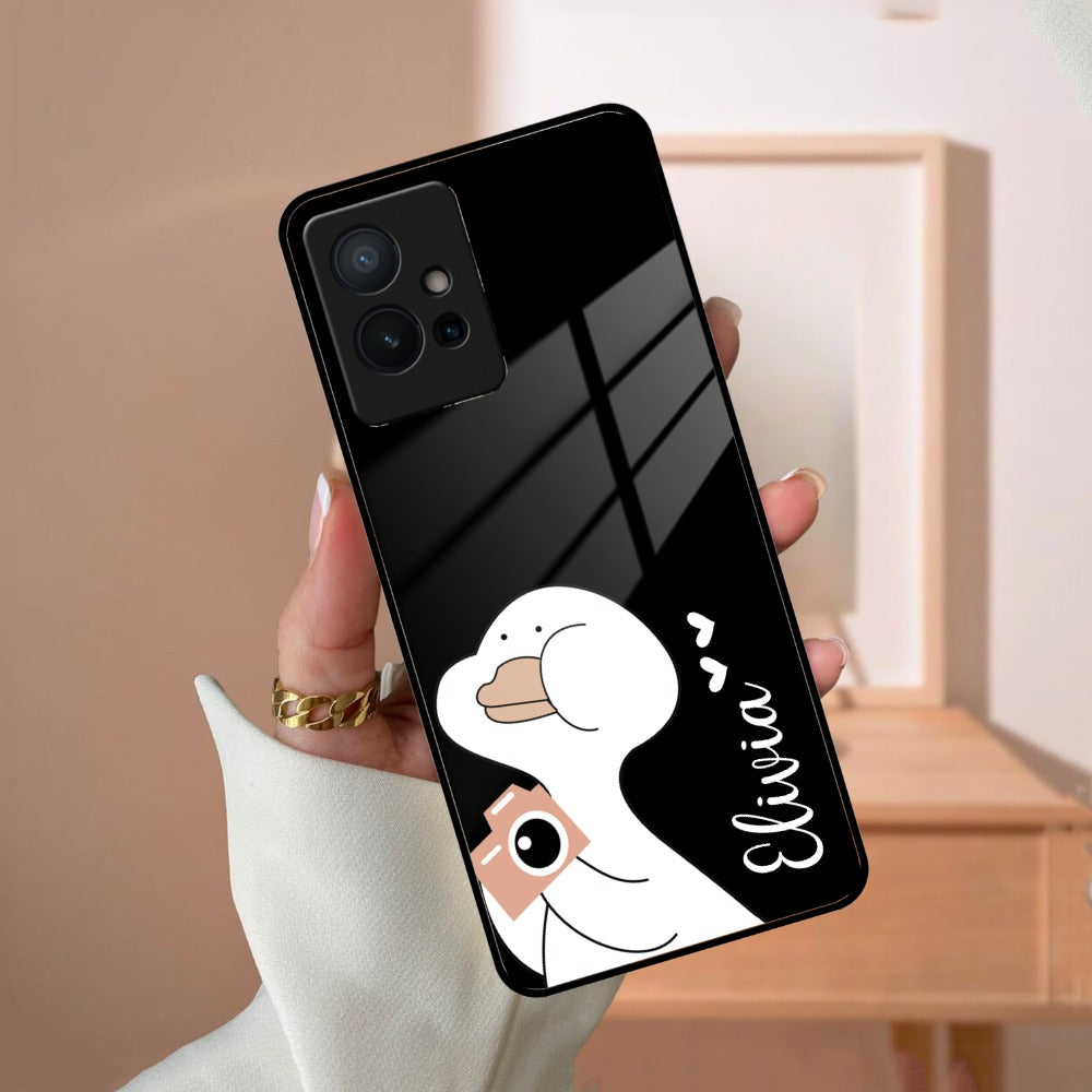 White Duck Glass Case Cover For Vivo