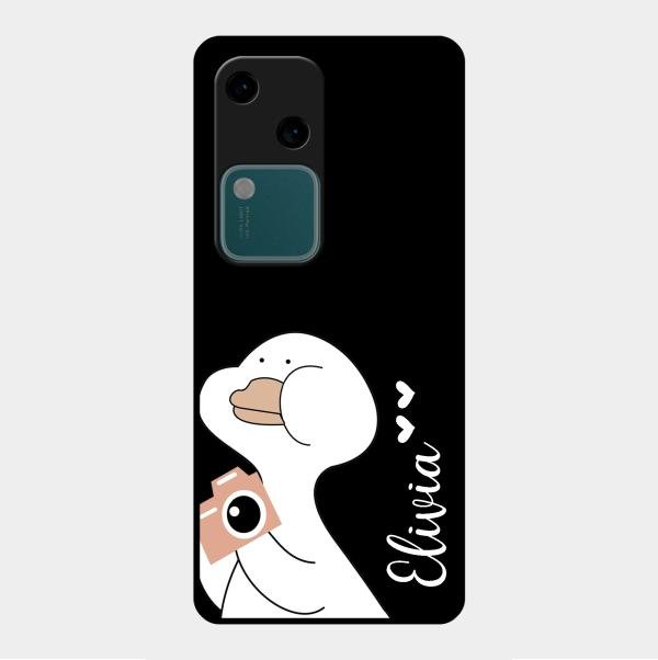 White Duck Glass Case Cover For Vivo V30 5G
