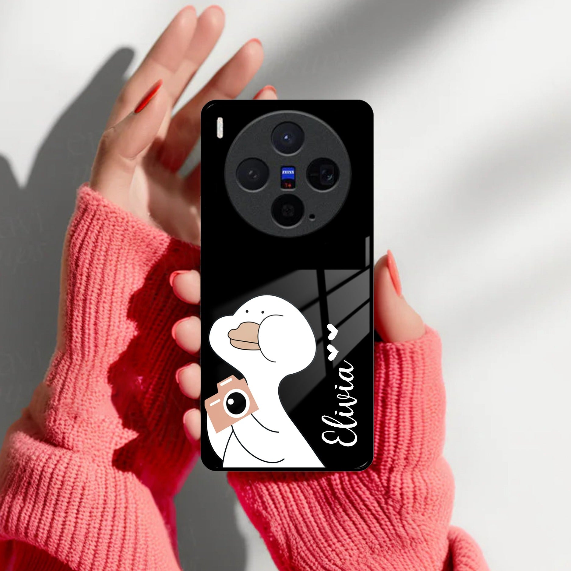 White Duck Glass Case Cover For Vivo