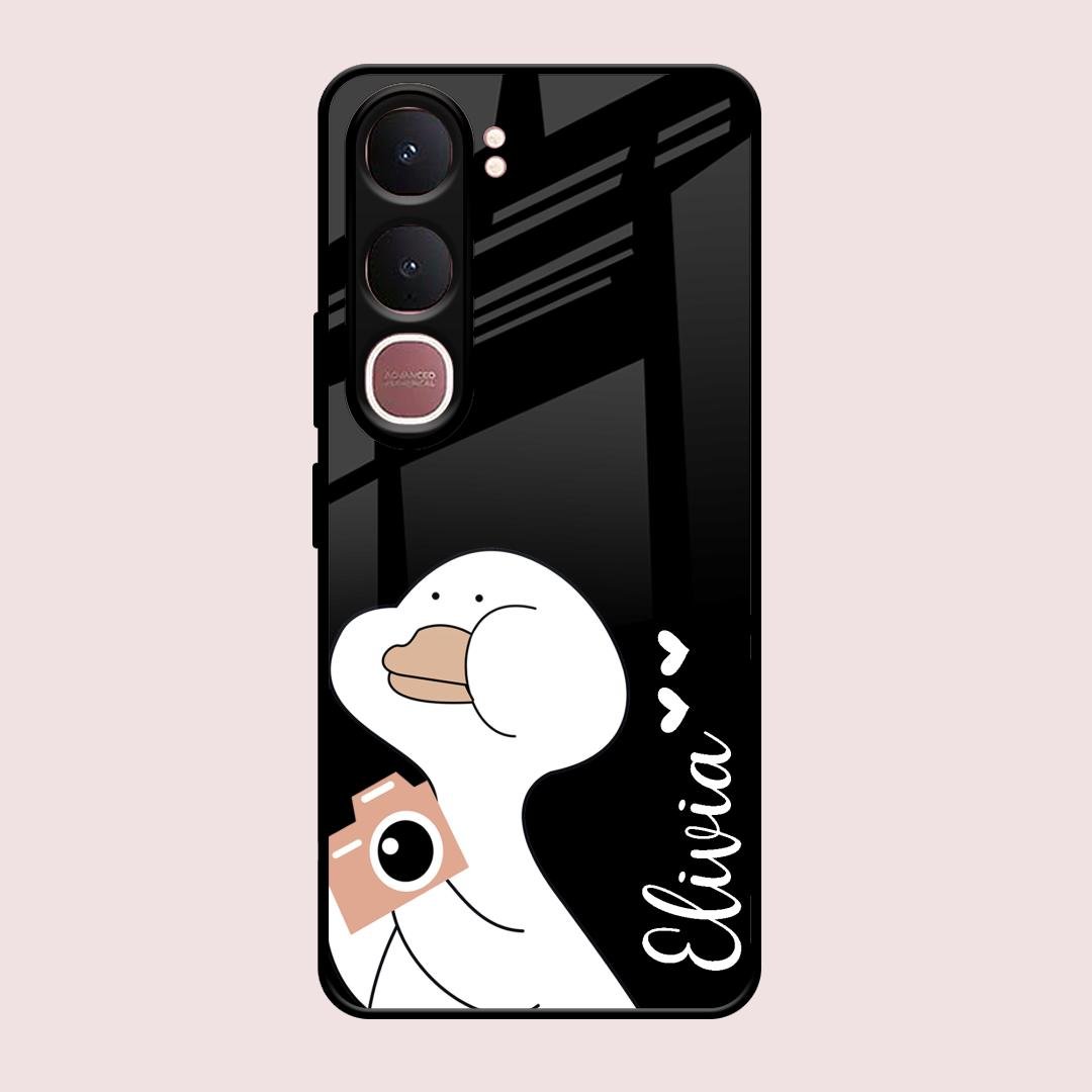 White Duck Glass Case Cover For Vivo Y31 5G