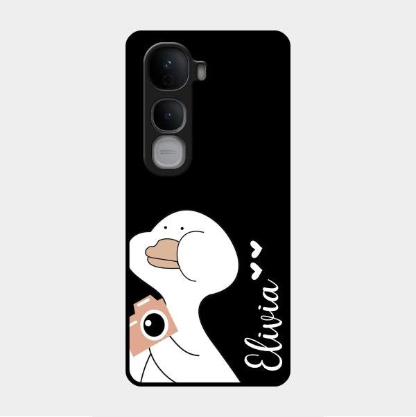 White Duck Glass Case Cover For Vivo Y400 Pro 5G