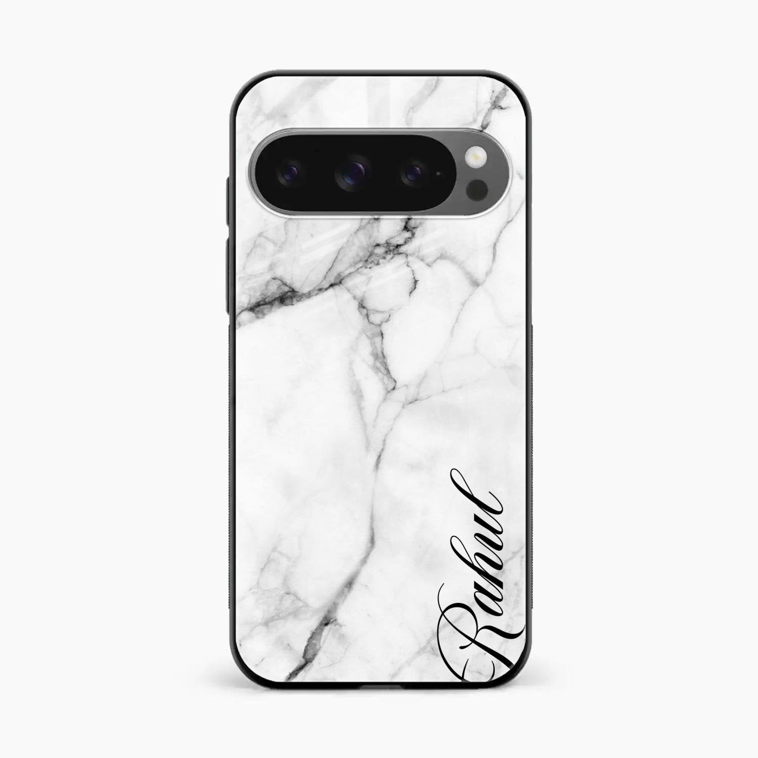 White Marble Patter Glass Case Cover For Google Pixel 10 Pro XL