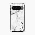 White Marble Patter Glass Case Cover For Google Pixel 10 Pro