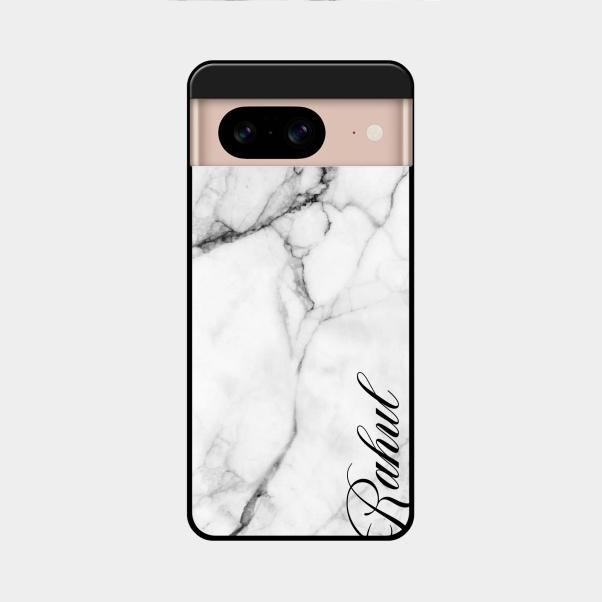 White Marble Patter Glass Case Cover For Google Pixel 8 5G