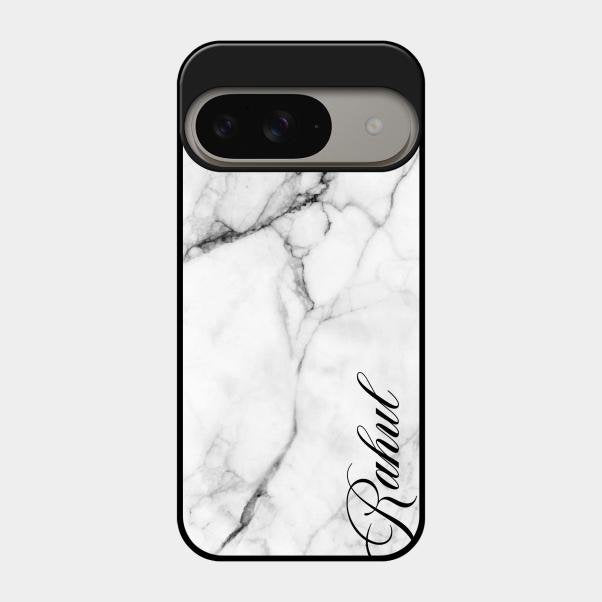 White Marble Patter Glass Case Cover For Google Pixel 9 5G