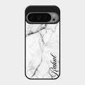 White Marble Patter Glass Case Cover For Google Pixel 9 Pro 5G