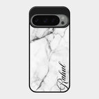 White Marble Patter Glass Case Cover For Google Pixel 9 Pro 5G