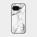 White Marble Patter Glass Case Cover For Google Pixel 9A 5G
