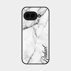 White Marble Patter Glass Case Cover For Google Pixel 9A 5G