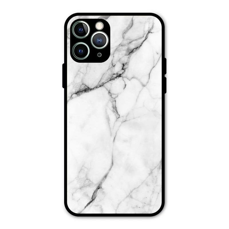 White Marble Patter Glass Case Cover For iPhone 11 Pro Max