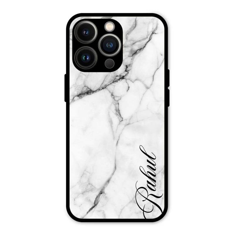 White Marble Patter Glass Case Cover For iPhone 13 Pro Max