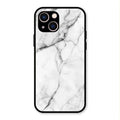 White Marble Patter Glass Case Cover For iPhone 13