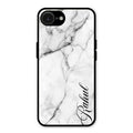 White Marble Patter Glass Case Cover For iPhone 16e