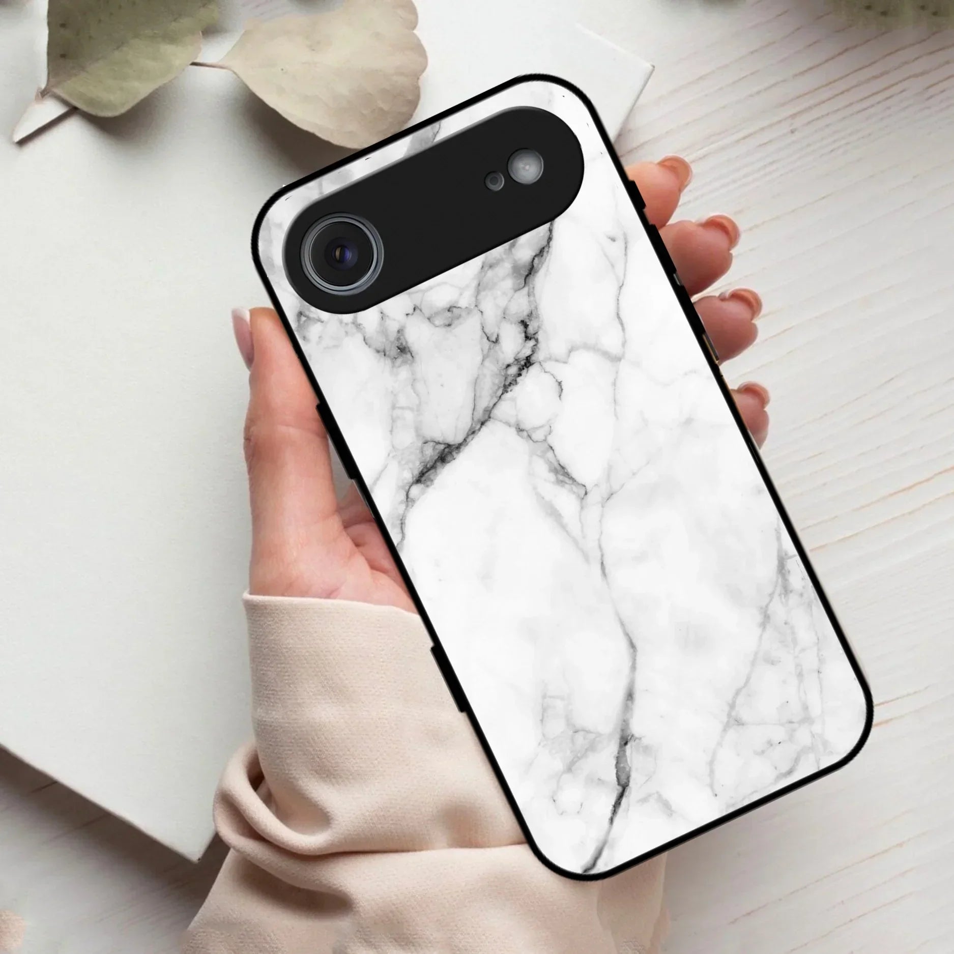 White Marble Patter Glass Case Cover For iPhone - ShopOnCliQ