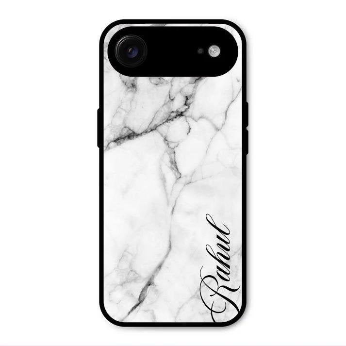 White Marble Patter Glass Case Cover For iPhone Air