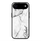 White Marble Patter Glass Case Cover For iPhone Air