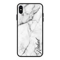 White Marble Patter Glass Case Cover For iPhone XS Max