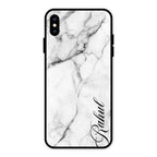 White Marble Patter Glass Case Cover For iPhone XS Max