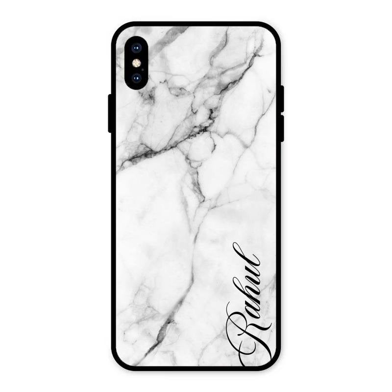 White Marble Patter Glass Case Cover For iPhone XS Max