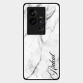White Marble Patter Glass Case Cover For Iqoo 11 5G