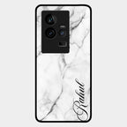 White Marble Patter Glass Case Cover For Iqoo 11 5G