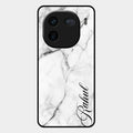 White Marble Patter Glass Case Cover For Iqoo 12 5G