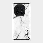 White Marble Patter Glass Case Cover For Iqoo 13 5G