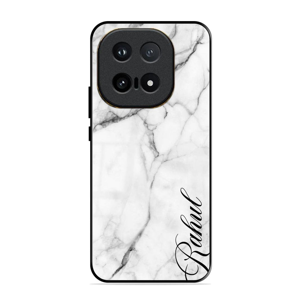 White Marble Patter Glass Case Cover For iQOO 15 5G