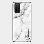 White Marble Patter Glass Case Cover For Iqoo 3 5G