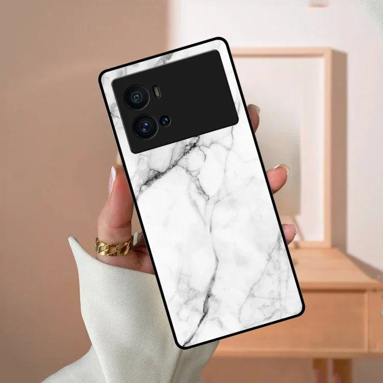 White Marble Patter Glass Case Cover For Vivo - ShopOnCliQ