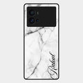 White Marble Patter Glass Case Cover For Iqoo 9 Pro 5G