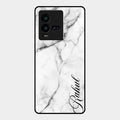 White Marble Patter Glass Case Cover For Iqoo 9T 5G