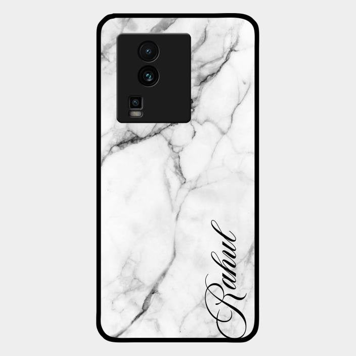 White Marble Patter Glass Case Cover For Iqoo Neo 7 Pro 5G