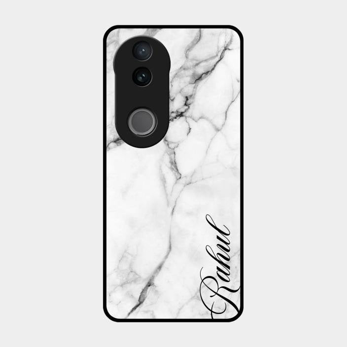 White Marble Patter Glass Case Cover For Iqoo Z10R