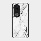 White Marble Patter Glass Case Cover For Iqoo Z10R